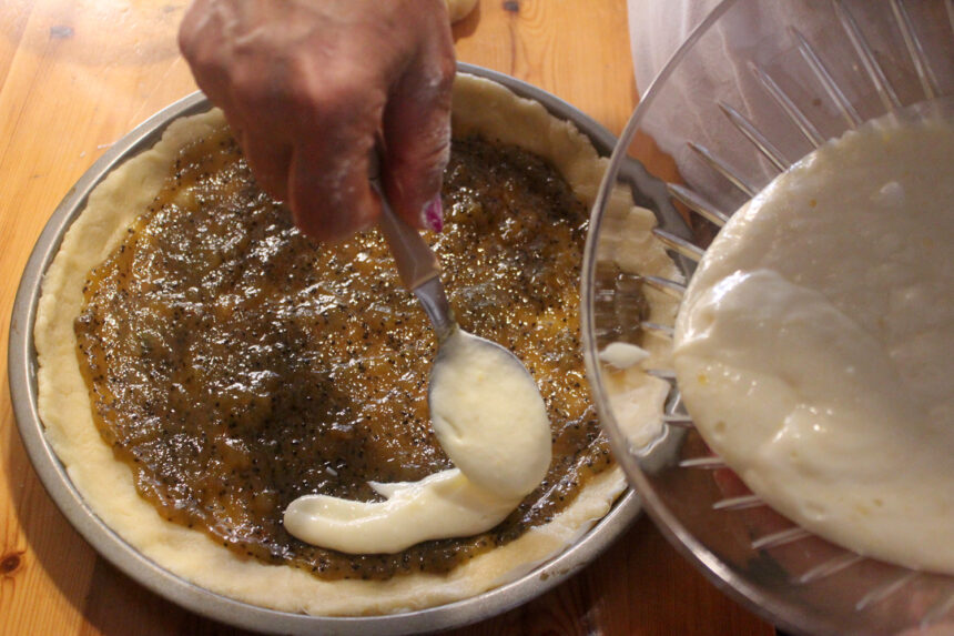 Crostata alla ricotta e marmellata al kiwi